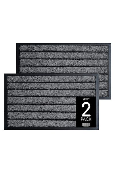 OPTIM DEKO Pachet 2 x Covoras intrare cauciuc si polietilena, FORTE GRI, 75 x 45 cm