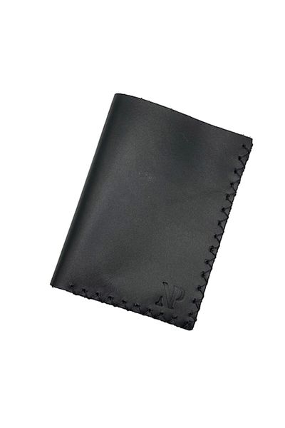 Natty Pell Portofel barbati din piele naturala neagra, handmade, 6 sloturi card si buletin