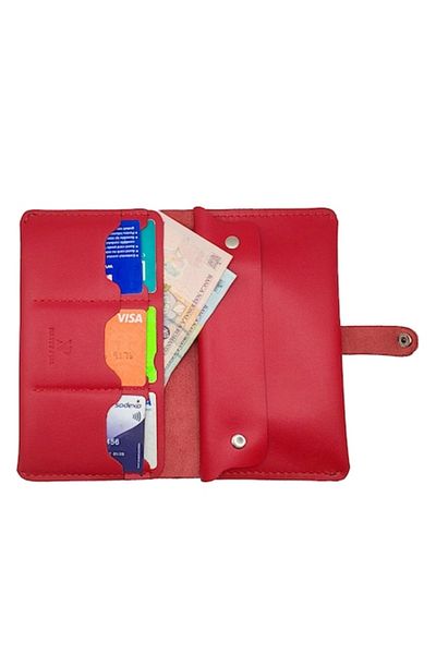 Natty Pell Portofel dama Natty Pell din piele naturala rosu – 6 carduri, buletin, compartiment bani