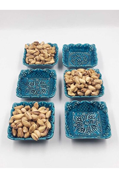 TTSERAMİK Turquoise Square Ceramic Snack Bowl – Set of 6 |   Handmade, Food Friendly Sauce Bowl & Presentation Bowl