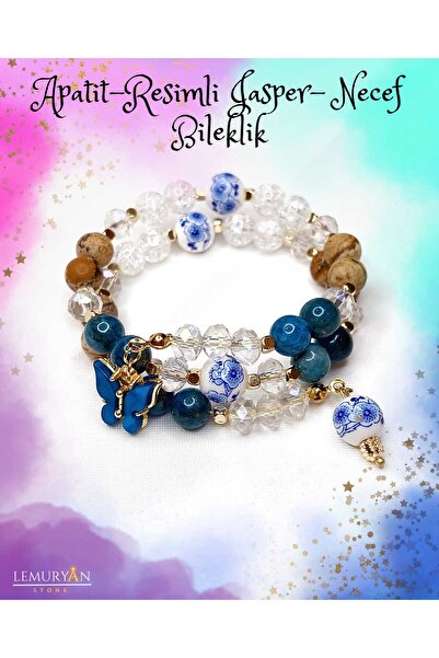 Herkimer Doğal Taş Apatit - Resimli Jasper -Necef Taşı Helozon Doğaltaş Tasar...