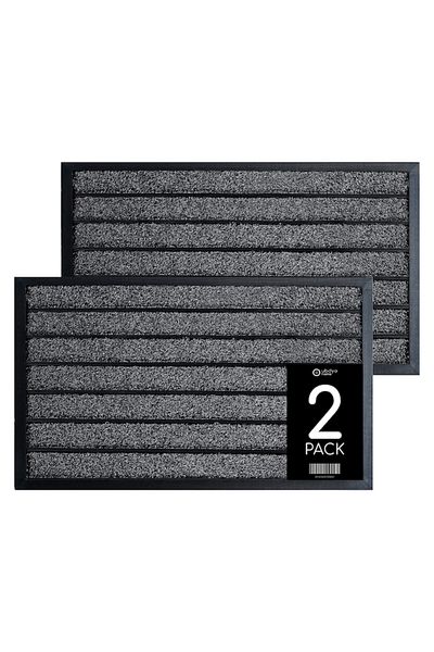 OPTIM DEKO Pachet 2 x Covoras intrare cauciuc si polietilena, FORTE GRI, 75 x 45 cm
