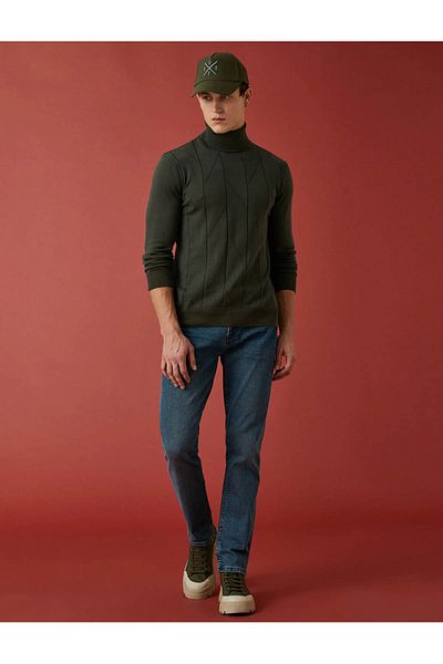 Koton Ανδρικό τζιν παντελόνι Straight Fit Premium Mark Dark Indigo 6wam40068nd