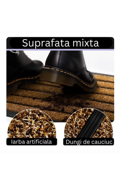 OPTIM DEKO Pack of 2 x Rubber and polyethylene entrance mat, FORTE Brown, 75 x 45 cm