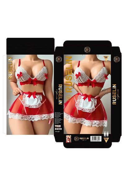Pi Giyim Stylish Garter with Lace Detail Red White
