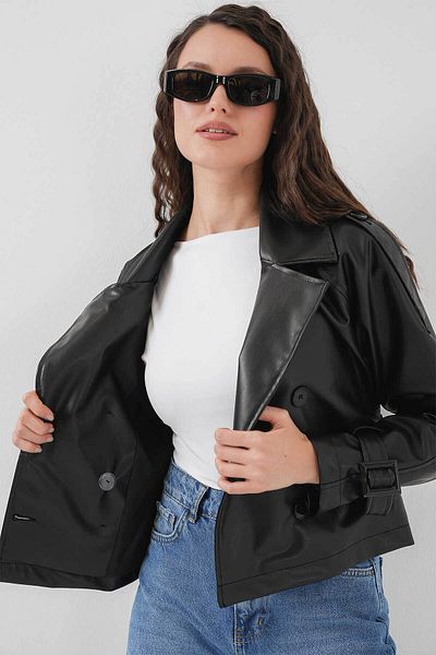 Bigdart Belted Black Women's Leather Jacket 1046