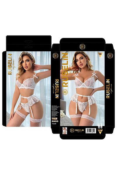 PİERLES Stylish Garter with Lace Detail White 2