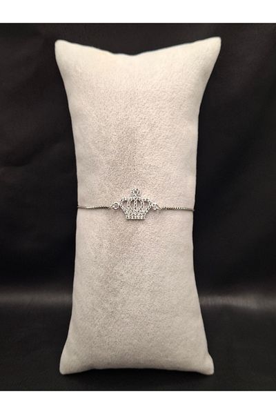 Han Ticarethane Silver Color Stone Crown Model Bracelet