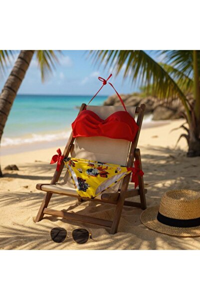 TooHot Women's Red Neck Tied Strapless Brazilian Bikini Set