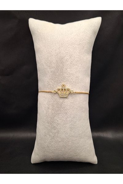 Han Ticarethane Gold Color Stone Crown Model Bracelet