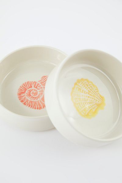 Trendyol Collection Set of 4 Ceramic Marine Printed Bowl Snack/Snack Plate Set Tphss25Tbk00028
