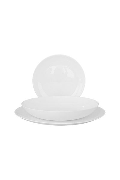 Dinova Serviciu De Masa 18 Piese Opal Forma Rotunda 6 Farfurii Intinse 6 Farfurii Adanci 6 Farfurii Desert