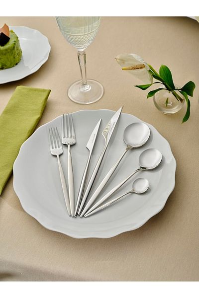 Karaca Elegance Braga Platinum 84 Piece Cutlery Set for 12 People