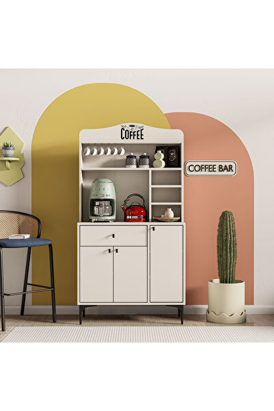 Mezza 5220 SIESTA 90 CM KAHVE KÖŞESİ ÇOK AMAÇLI DOLAP 3 KAPAKLI 1 ÇEKMECELİ KİLER MUTFAK DOLABI BEYAZ