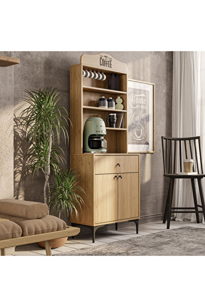 Mezza 5202 SIESTA 69 CM KAHVE KÖŞESİ ÇOK AMAÇLI DOLAP 2 KAPAKLI 1 ÇEKMECELİ KİLER MUTFAK DOLABI SEPET