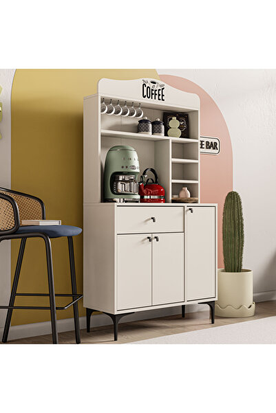 Mezza 5220 SIESTA 90 CM KAHVE KÖŞESİ ÇOK AMAÇLI DOLAP 3 KAPAKLI 1 ÇEKMECELİ KİLER MUTFAK DOLABI BEYAZ