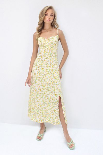 Trend Alaçatı Stili Women's Butter Yellow Adjustable Strap Hidden Zipper Viscose Dress Alc-X14212