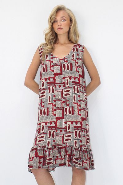 Trend Alaçatı Stili Women's Burgundy V-Neck Skirt Ruffled A-Form Woven Viscose Comfortable Fit Dress Alc-X14206