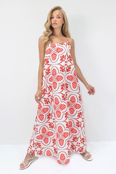 Trend Alaçatı Stili Women's Red Adjustable Strap Maxi Size Woven Dress Alc-X14228