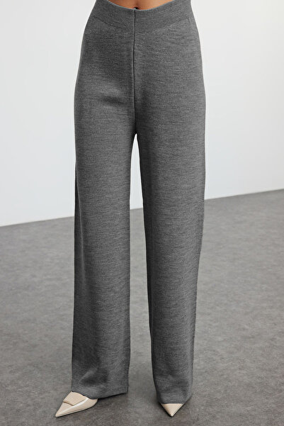 Trendyol Collection Anthracite Wide Fit Button Detailed Vest-Pants Knitwear Top and Bottom Set Twoaw25Au00084