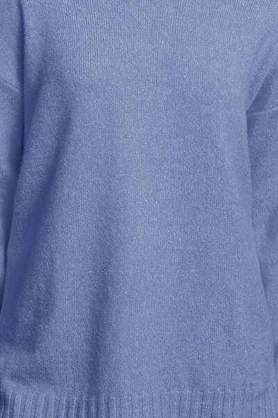 Trendyol Collection Indigo Wool Boat Neck Basic Strickpullover TWOAW25KZ00010
