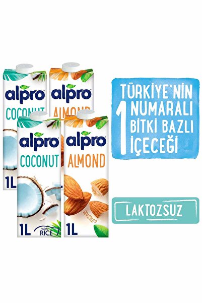 Alpro 4’lü Mix Set – Badem Sütü & Hindistan Cevizi Sütü 4x1lt