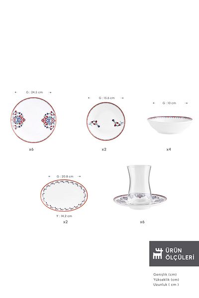 Karaca Forever Bone Nakkaş 26 Piece Breakfast Set for 6 People