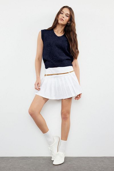 Trendyol Collection Navy Blue Wool Fitted/Body Hugging Knitwear Sweater Twoaw25Sv00007