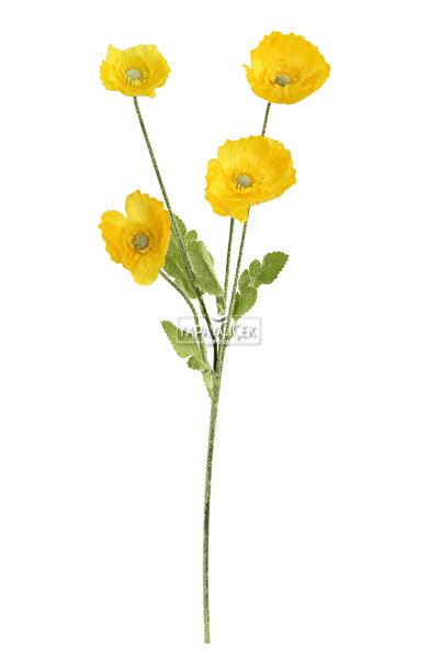 Yapay Çiçek Deposu Yapay Çiçek 4lü Gelincik Dalı 60 cm Sarı