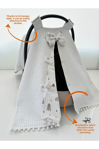 Jaju Baby Waffle Pike and Muslin Stroller - White Cover