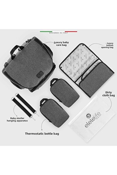 Elele Elelelife Flora 2 4in1 Mother Baby Care Bag Gray