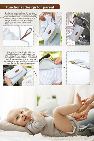 mordesign Baby Bag Changing Mat, Portable Care Bag, Clutch Series, Gray