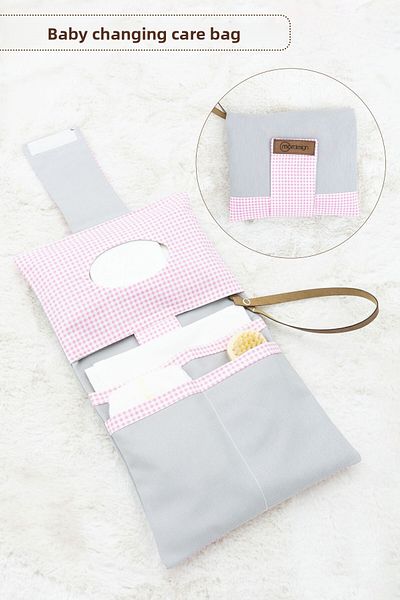 mordesign حقيبة العناية بحفاضات الأطفال، منظم الأم والطفل، قابلة للغسل، مقاومة للأوساخ، سلسلة، وردي