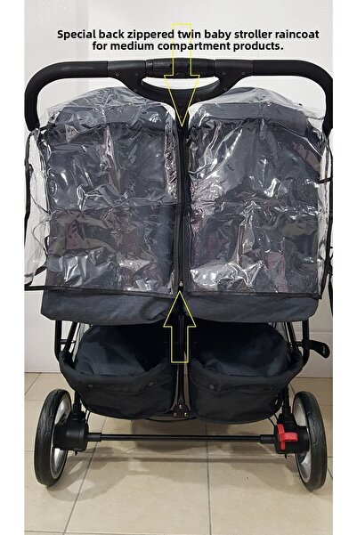 Ritim Çocuk معطف واق من المطر لعربة الأطفال التوأم مع سحاب خلفي متوسط - إنتاج...
