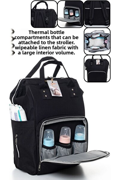 Sahra حقيبة ظهر للعناية بالأم والطفل مقاومة للبقع ومقاومة للماء من قماش الكتا...