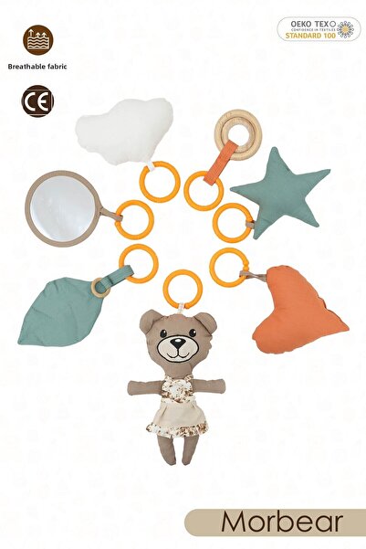 mordesign Set of 7 Newborn Toys,Rustle,Vikvikli Hanging Toy,Travel Toy,Morbear Girl Cappuccino