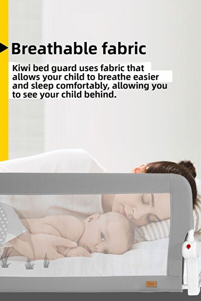 Kiwi Children's Bed Protector - Barrier and Railing Extra Padded Fabric Bed Guard