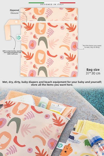 Elele Life Wet Dry And Dirty Baby Bag Liquid Proof Xl Large Size 37x30 cm Fiore