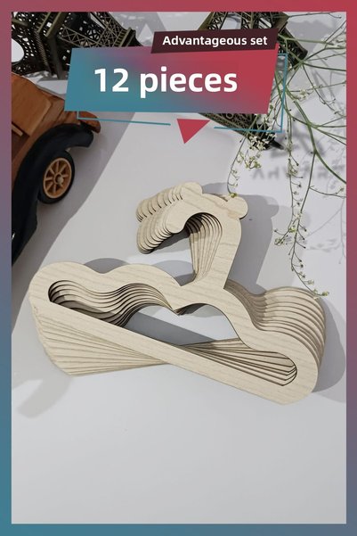 AHWART Set of 12 Baby Clothes and Clothing Hangers - Wooden Hanger