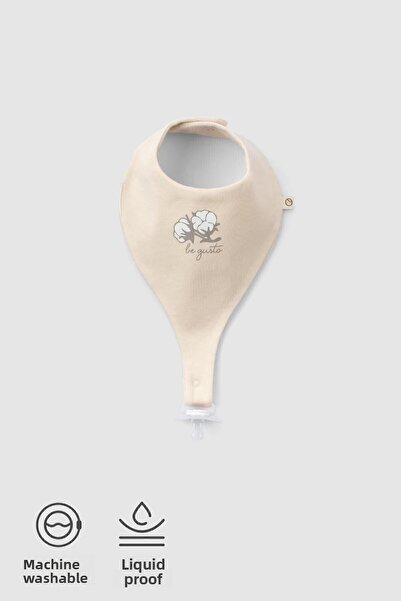 Little Gusto Liquid Proof Organic Cotton Apron with Pacifier Holder Cream be ...