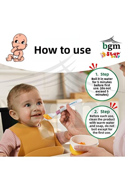 bgm Pink/White Set of 2 Silicone Feeding Spoon - Baby Feeding Spoon