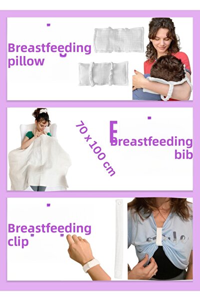 Joyous Mom Kids Σετ θηλασμού 4 στρώσεων από μουσελίνα, μαξιλάρι θηλασμού, κλι...