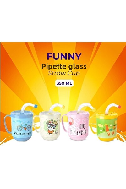 Gönül İşlerim Funny Children's Glass with Straw - 350 ml