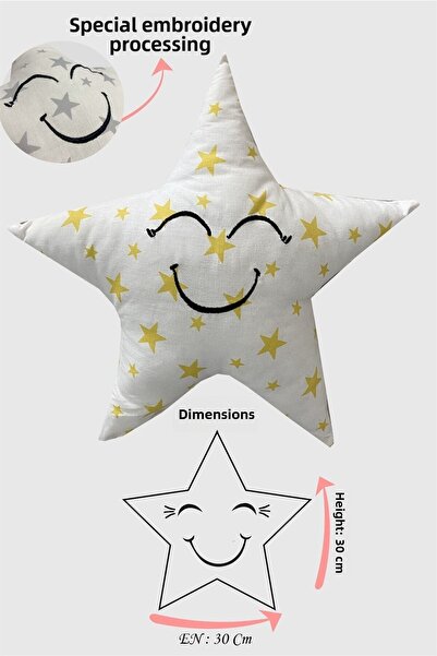Jaju Baby Διακοσμητικό μαξιλάρι αστεριού 30 εκ. με κίτρινο αστέρι
