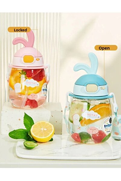 Shotay 600ml Tritan Orange Flexible Rabbit Ear Water Bottle and Flask
