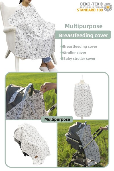 mordesign Gray Crispy Series Baby Nursing Cover - Stroller and Baby car Extra Large