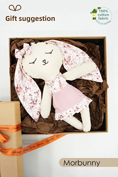 mordesign وجه الطفل الطبيعي المطرز - رفيق اللعب Morbunny، هدية لحديثي الولادة