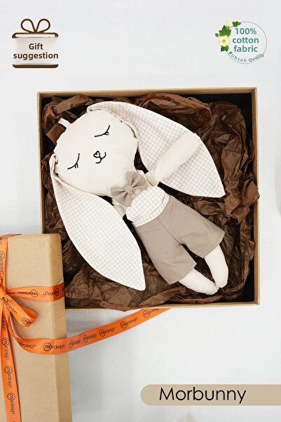 mordesign وجه الطفل الطبيعي المطرز - رفيق اللعب Morbunny، هدية لحديثي الولادة