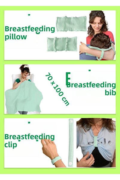 Joyous Mom Kids Σετ θηλασμού 4 στρώσεων από μουσελίνα, μαξιλάρι θηλασμού, κλι...