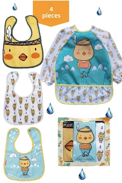 dubi baby Chick 4-Piece Combination One Sleeve 3 Sleeveless Baby Bib